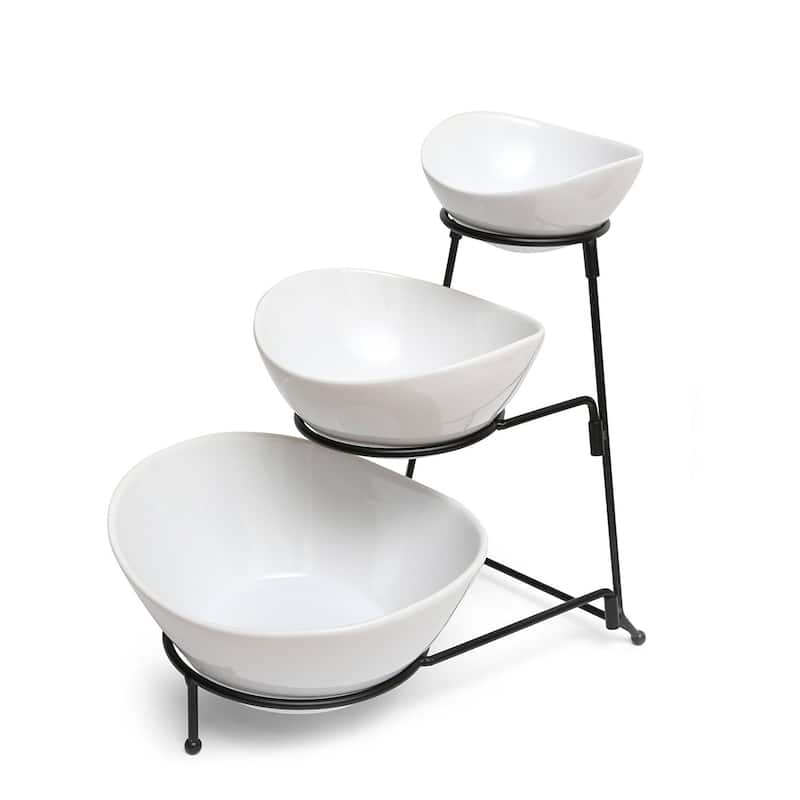 Delicate Feasting 3 Tier Round Bowl Server Set with Metal Stand