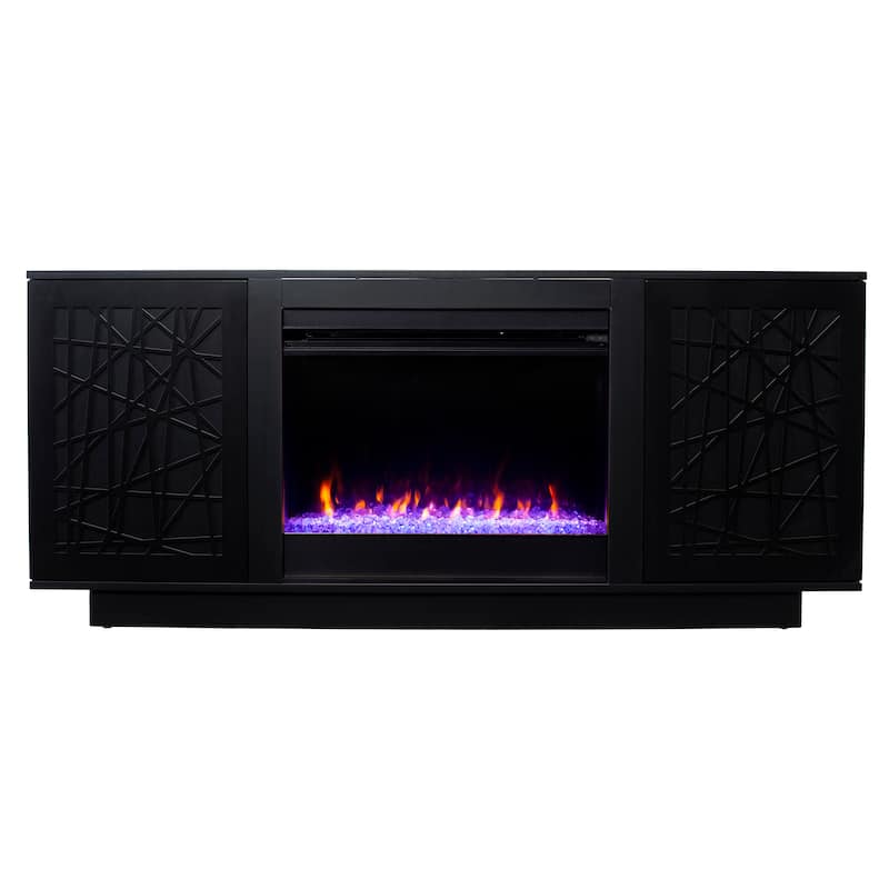 SEI Furniture Delauro Color Changing Electric Fireplace Media TV Stand with Storage