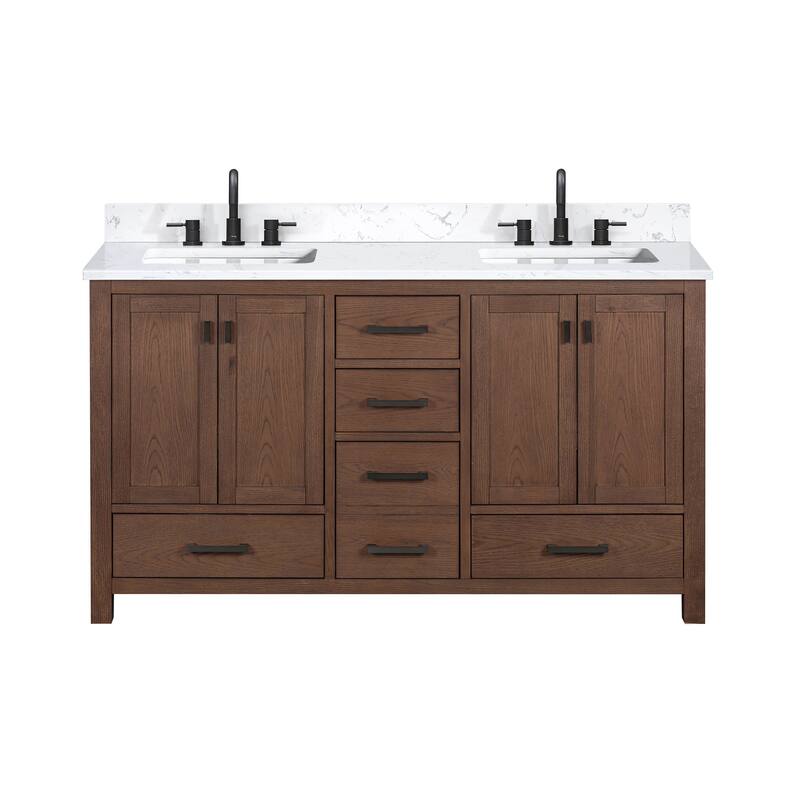 Avanity Modero 60 in. Double Sink Bathroom Vanity with Engineered Stone Top - 61"W x 22"D x 35"H