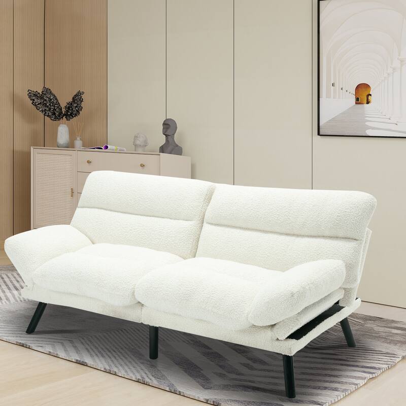 70.08" 2-Seater Sofa Bed, Linen, Microsuede, Teddy