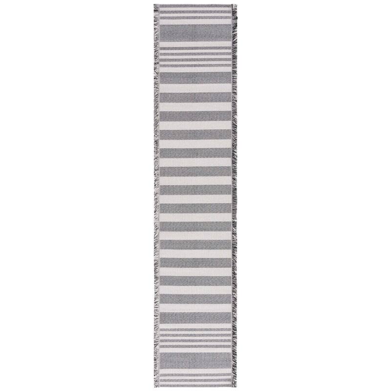 SAFAVIEH Augustine Avdotja Farmhouse Stripe Fringe Rug - 2' x 9' Runner - Ivory/Black