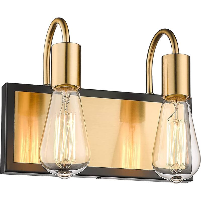 Modern Bathroom Vanity Light with Brushed Gold and Black Finish - 2-Light