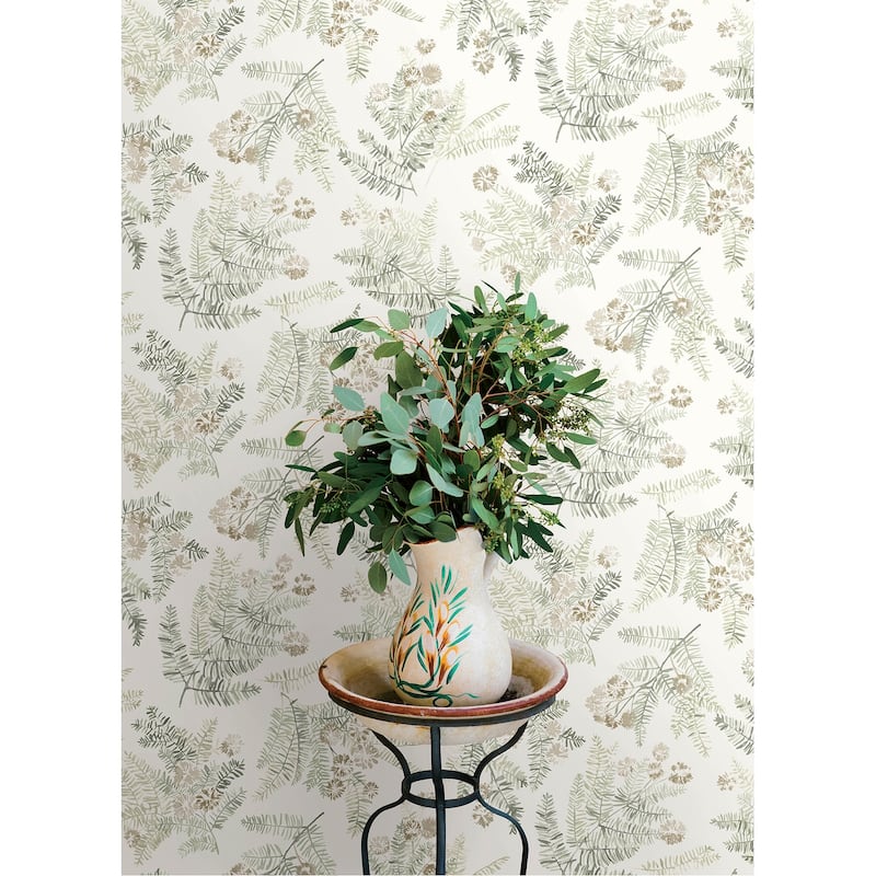 Chesapeake Frith Green Botanical Wallpaper