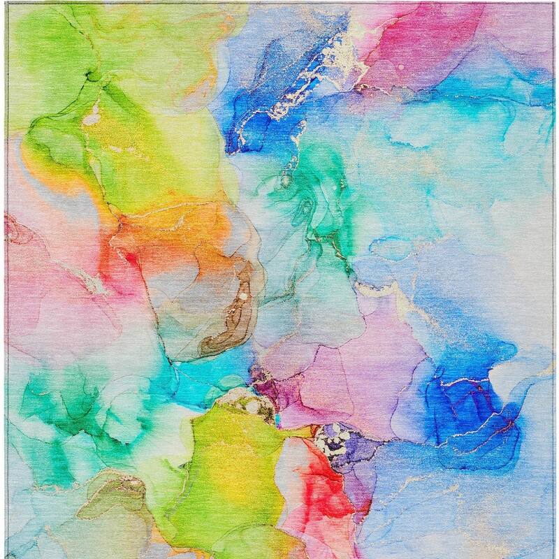 Nava Artistic Abstract Weather Resistant Blended Style Outdoor Rug