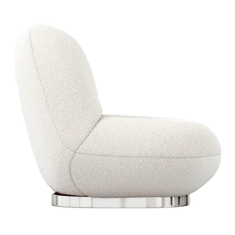 HomeRoots 30" White And Silver Boucle Slipper Chair - 30.3' X '25.6' X '33.5
