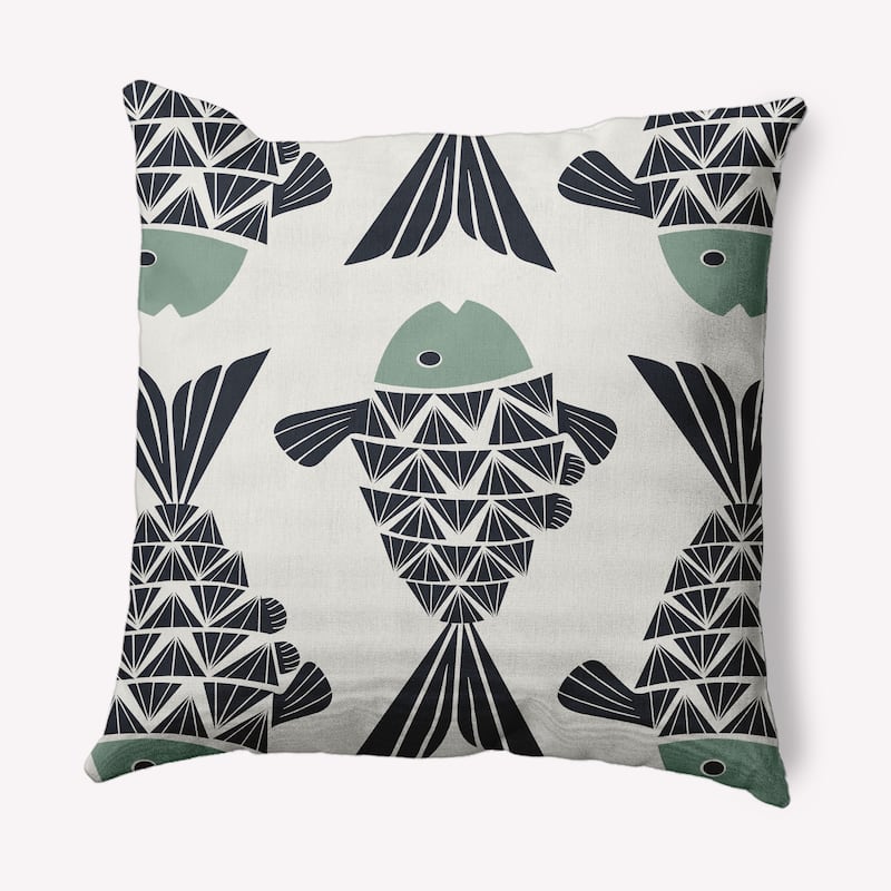 Big Fish Nautical Indoor/Outdoor Throw Pillow - Sage - 20" x 20"
