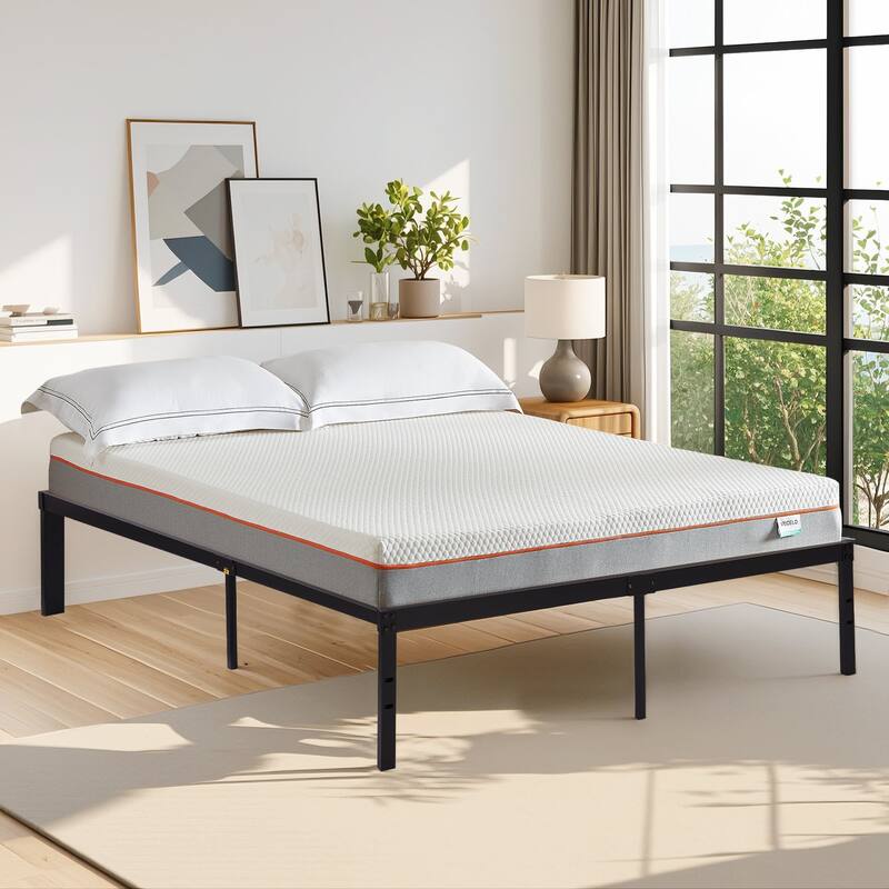 VECELO Metal Platform Bed Frame With 8" Memory Foam Mattress Included