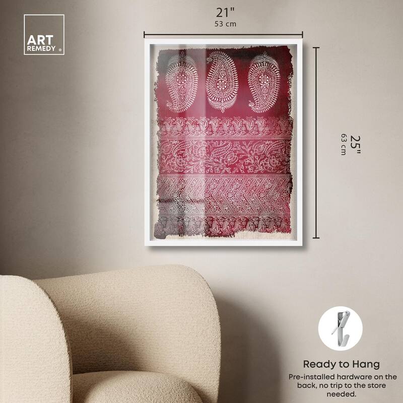 Burgundy Stamps Shadowbox by Art Remedy
