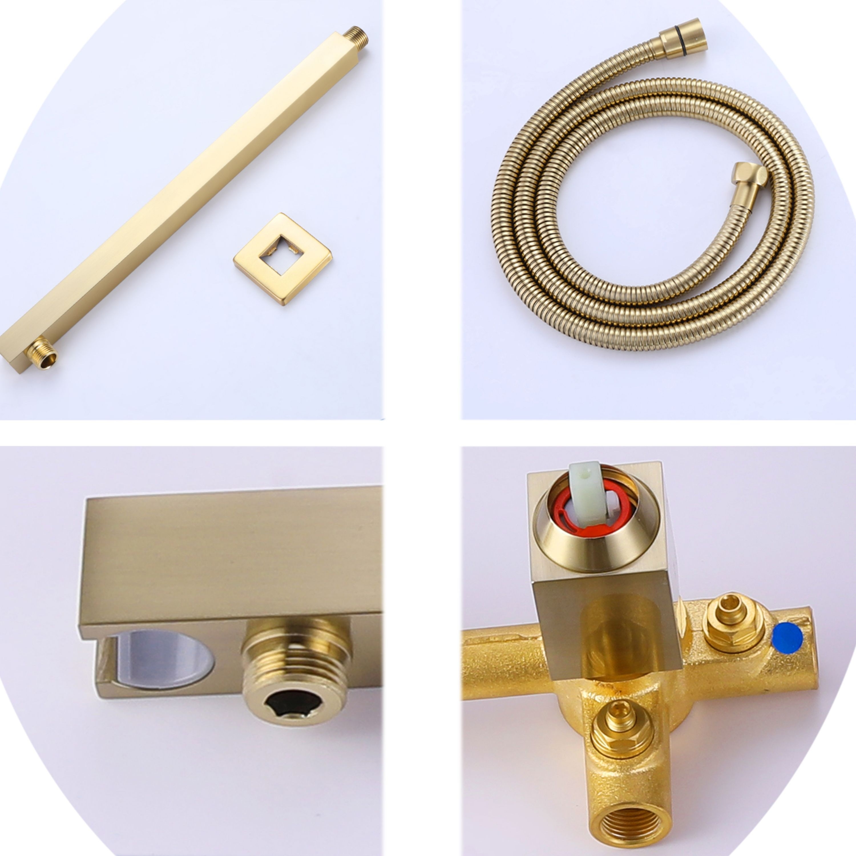 WINKEAR Rainfall Shower System With Handheld - Brushed Gold, Wall Mount, Rough-in Valve Included