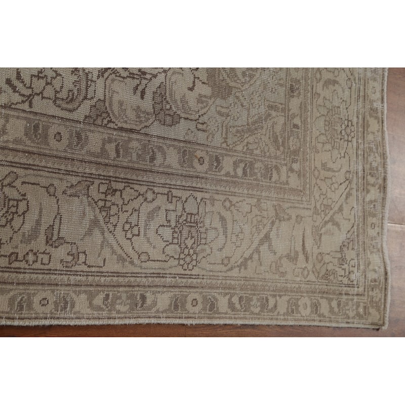 Hand Knotted Oriental 100% Wool Carpet Traditional Medallion Beige & Ivories Tabriz Area Rug - 9' 0'' X 6' 4''