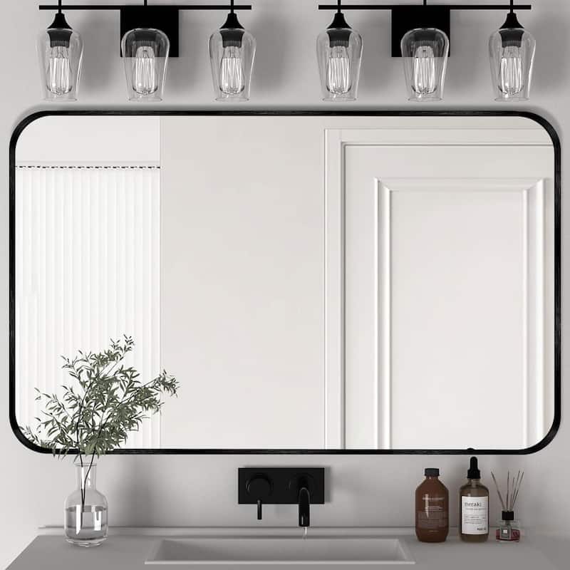 Wall Mount Bathroom Rectangle Vanity Mirror (Horizontal/Vertical) - 30x48 - Black