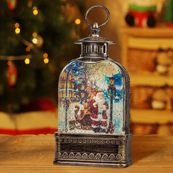 12 1/2” Swirling Glitter LED Lighted Christmas Snowman Water Globe Snow globe 