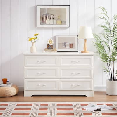 Modern 6-Drawer Bedroom Chest with Metal Pulls,Living Room