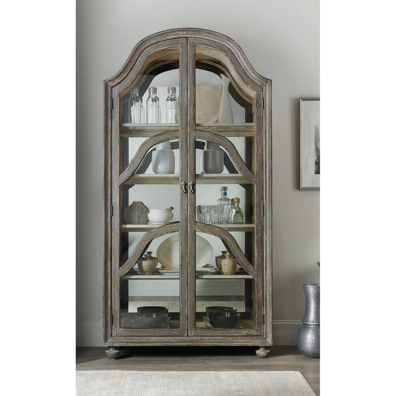 Hooker Furniture Costa 46" Wide European Rustic Luxury Display Cabinet - Pottery Gray
