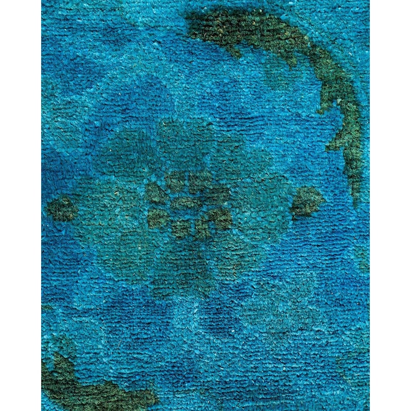 Overton Hand Knotted Wool Vintage Inspired Modern Contemporary Overdyed Blue Area Rug - 3' 2" x 5' 6"