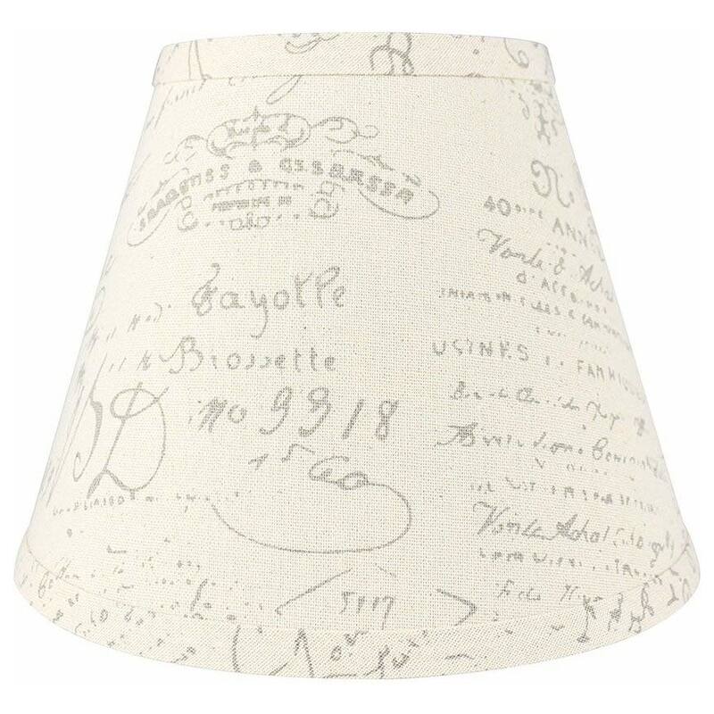 Hardback Faux Silk Conical Lamp Shade, 5 inch Top, 9 inch Bottom, 7 inch Slant - Single - French Script, Gray