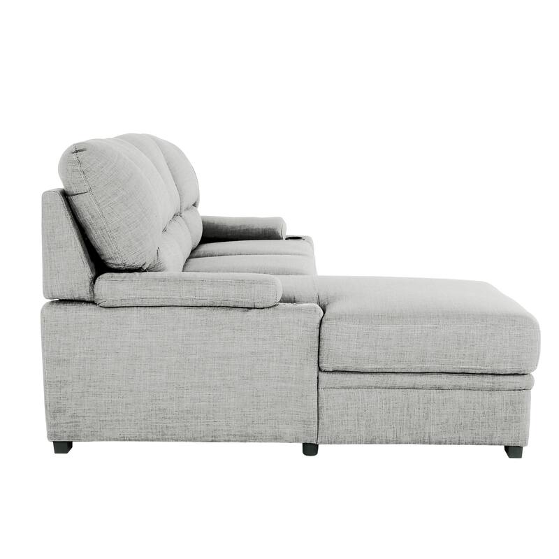 Gallo 93 in. 2-Piece Right Facing Sleeper Sofa with Storage & Cupholder