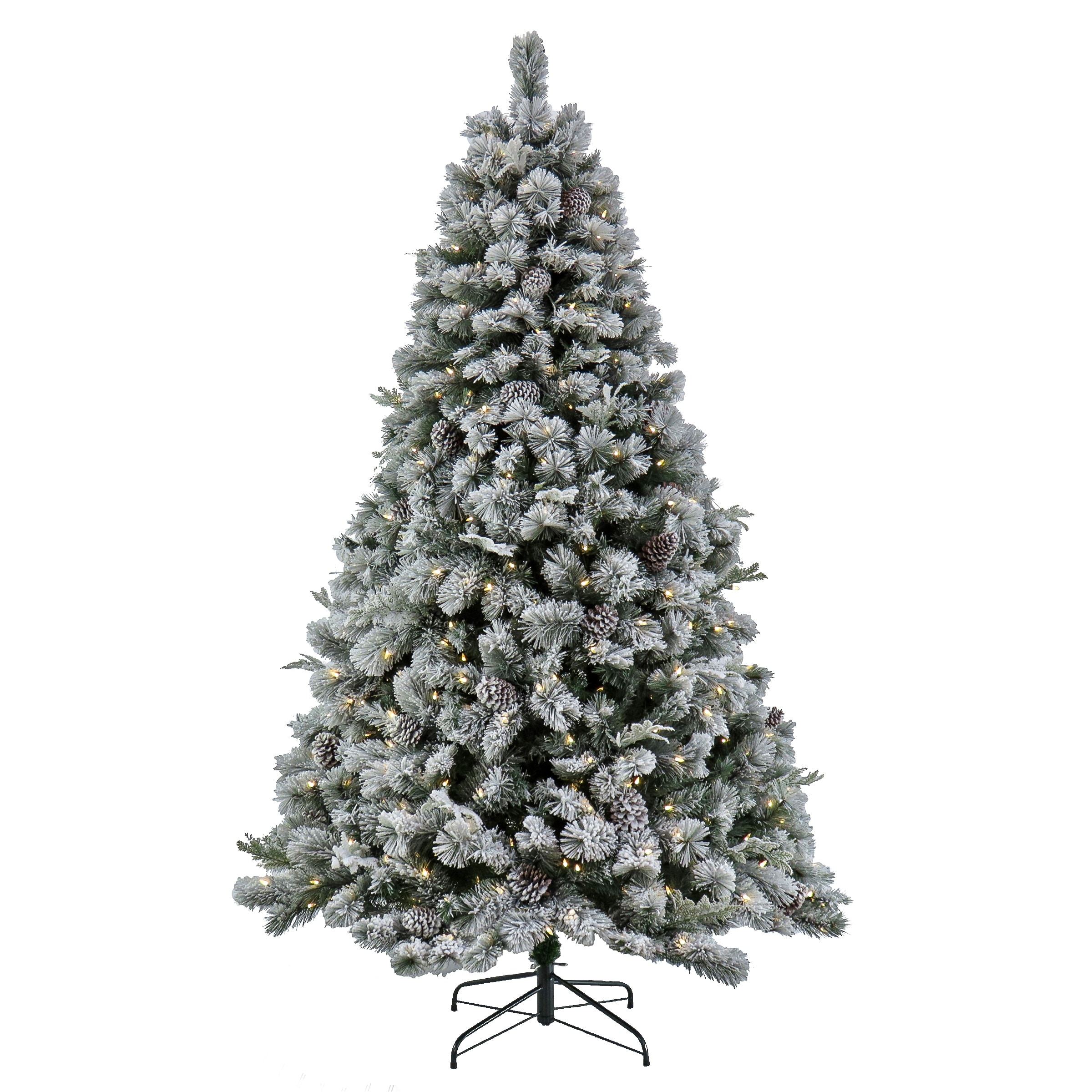 National Tree Company 7.5 ft. Pre-Lit Snowy Silver Hill Pine Tree with LED Lights - 7.5 Foot