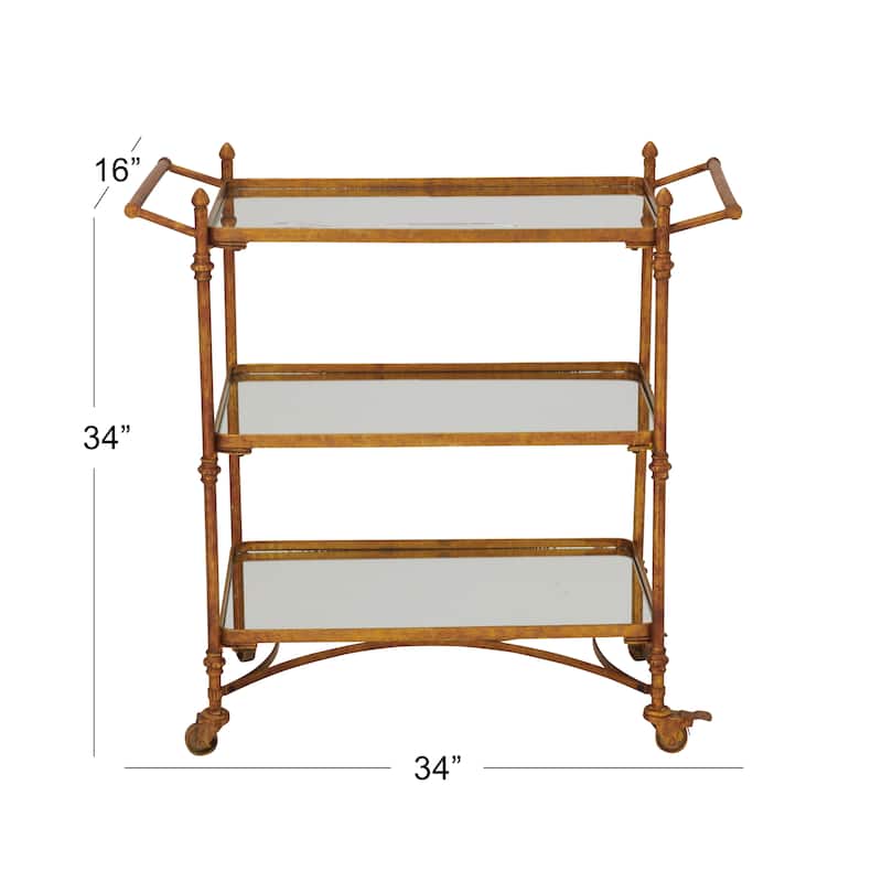 Metal Contemporary Bar Cart with Wheels