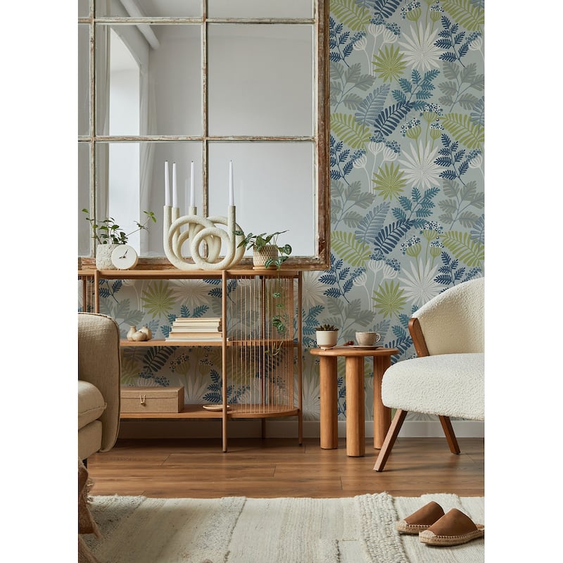 A-Street Prints Praslin Sky Blue Botanical Wallpaper