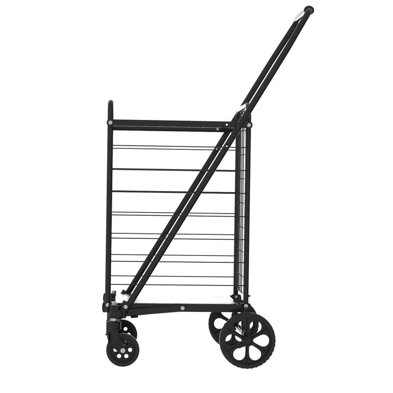 Shopping Cart with Shelf,Grocery Cart on Wheels