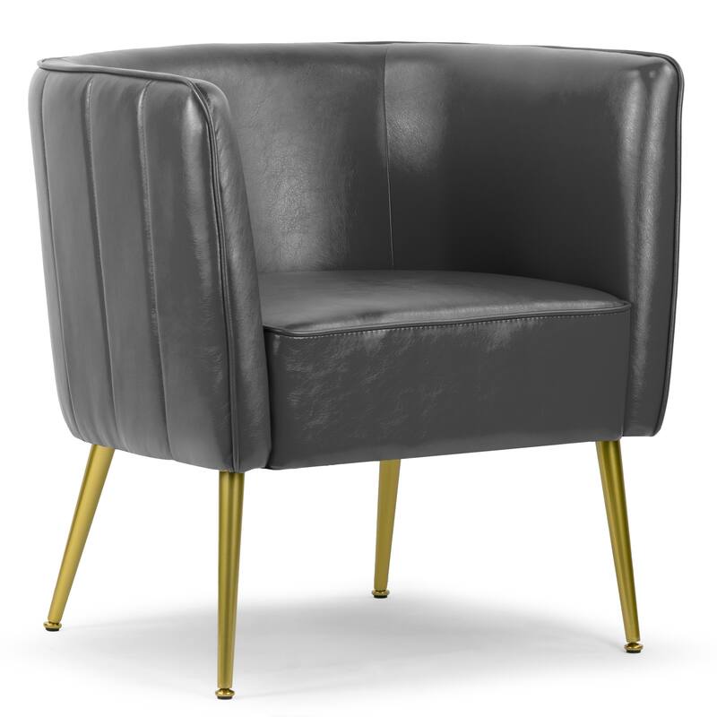 Avian Gray Faux Leather Accent Chair with Decorative Stitching - Grey