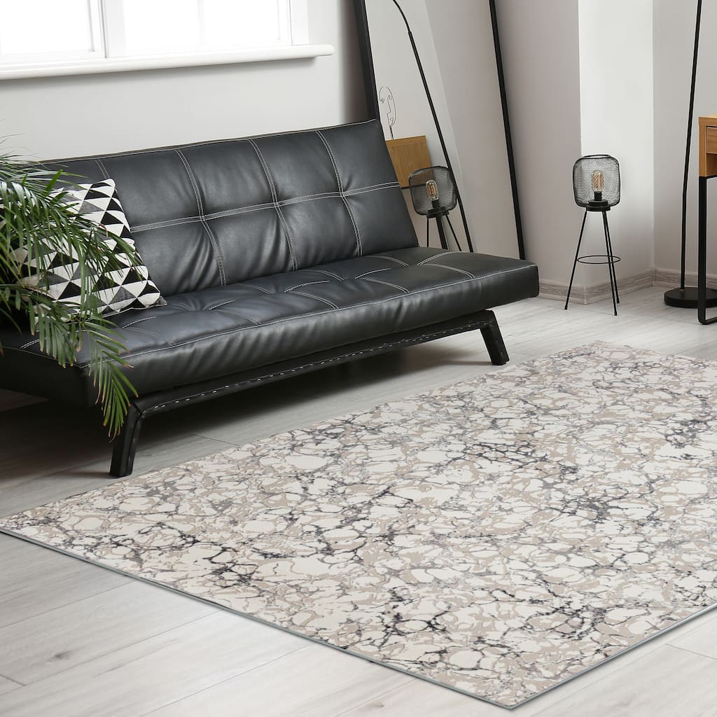 Admire Home Living Lucio 1240 Transitional Marbled Area Rug