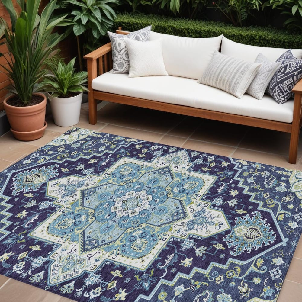HomeRoots Oriental Traditional Rectangle Outdoor Rug