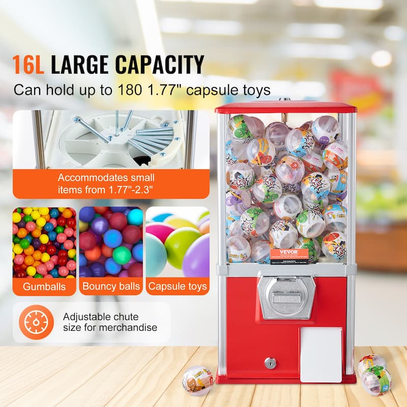 VEVOR Gumball Machine for Kids Home Vending Machine Rectangle Bubble Gum Machine for Game Stores Coin Operated Gumball Bank