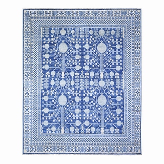 Shahbanu Rugs Boeing Blue White Wash Khotan Inspired Pomegranate Design ...
