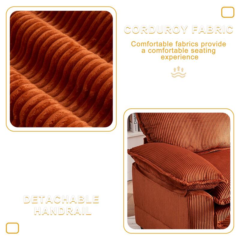 46.8Inch Corduroy single sofa With 2 toss pillows and a ottoman ,Comfy Sofa- Deep Seat Couch for Living Room