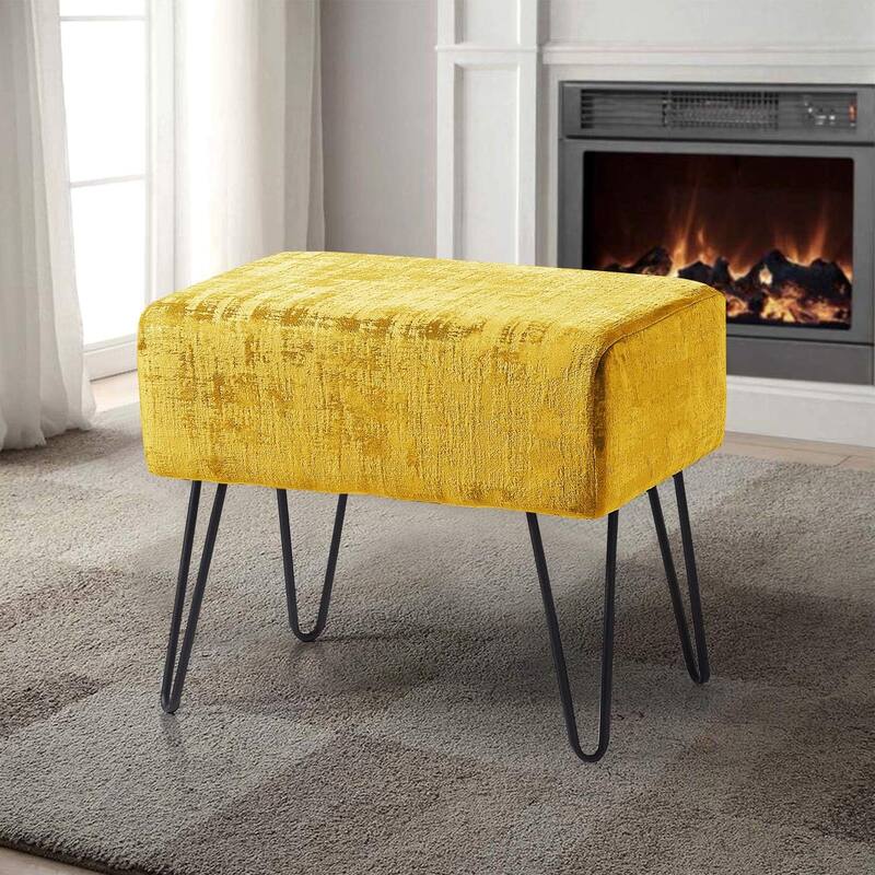 Textured Velvet Ottoman