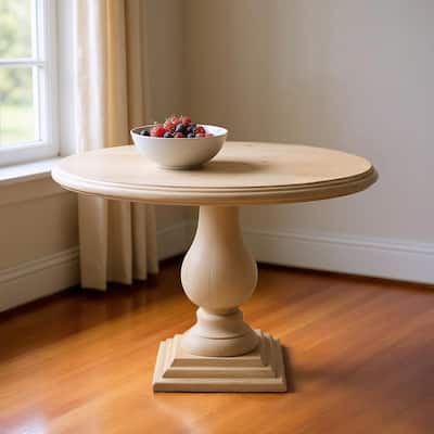HomeRoots 48" Natural Solid Wood Pedestal Base Round Top Dining Table - 48 in. x 30 in. x 48 in.