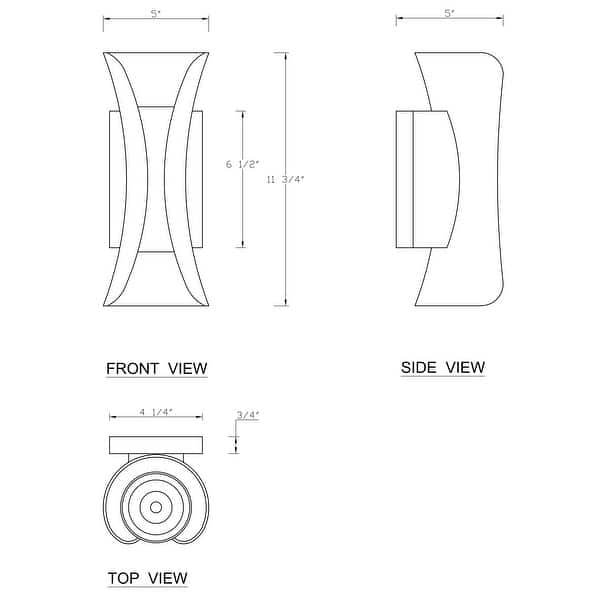 Black and White H11.8" 2-light LED Outdoor Sconce