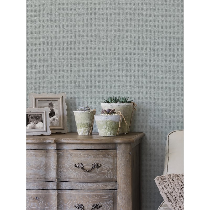 A-Street Prints Marblehead Grey Basket Weave Wallpaper