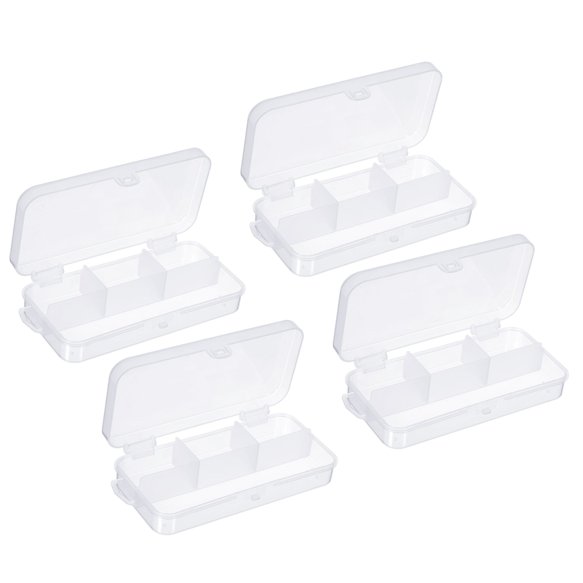 4pcs Fishing Tackle Utility Box Lure Bait Hooks Plastic Storage Container, Clear - 4.9 x 2.4 x 1 inch