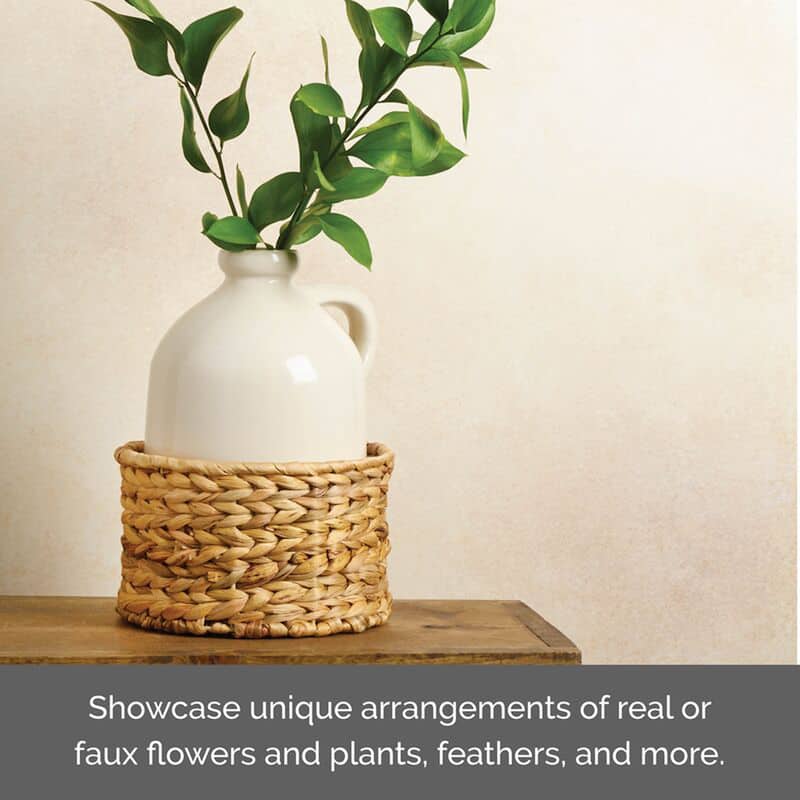 Elements White Handle Rattan Basket Vase, 7X9 Inch