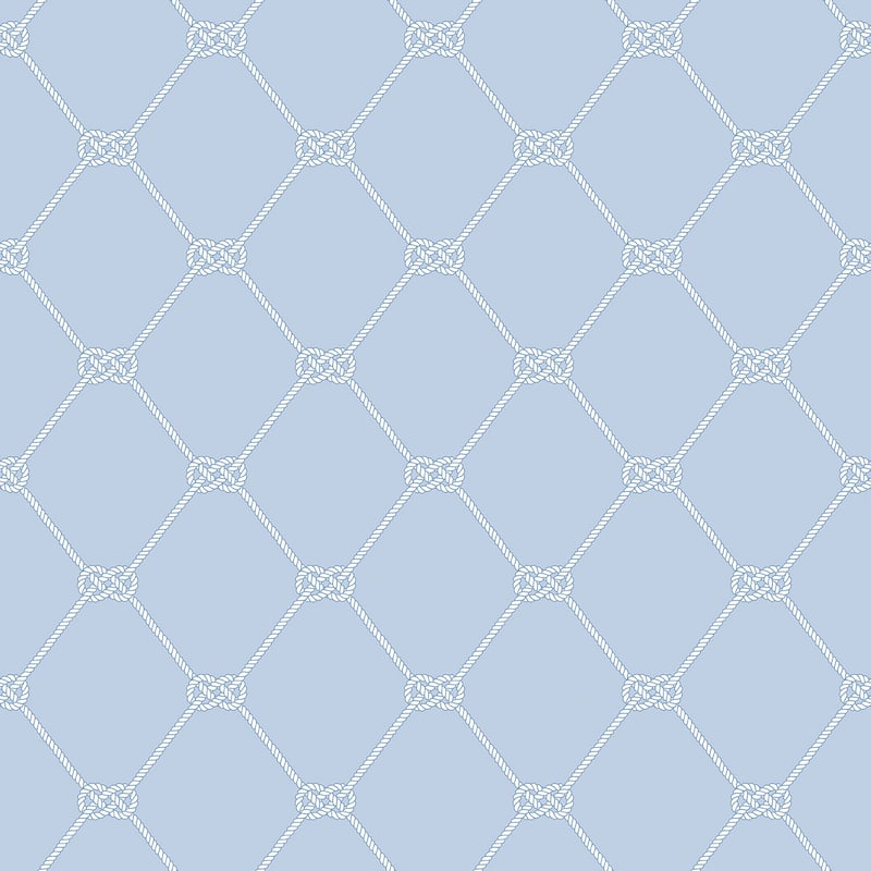 Galerie Wallcoverings Deauville 2 Nautical Rope Non-woven Matte Wallpaper Roll - 33 feet x 21 inches - Light Blue/White