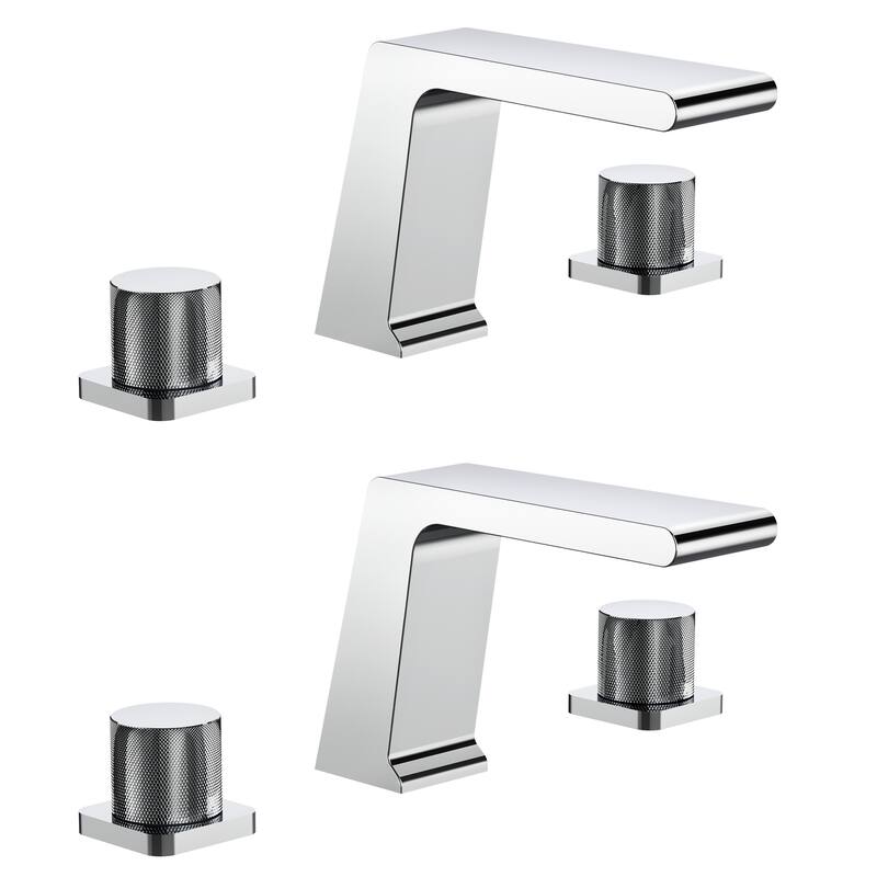 2 Pack, 3 Hole Widespread Bathtub Faucet with High Flow Waterfall Spout