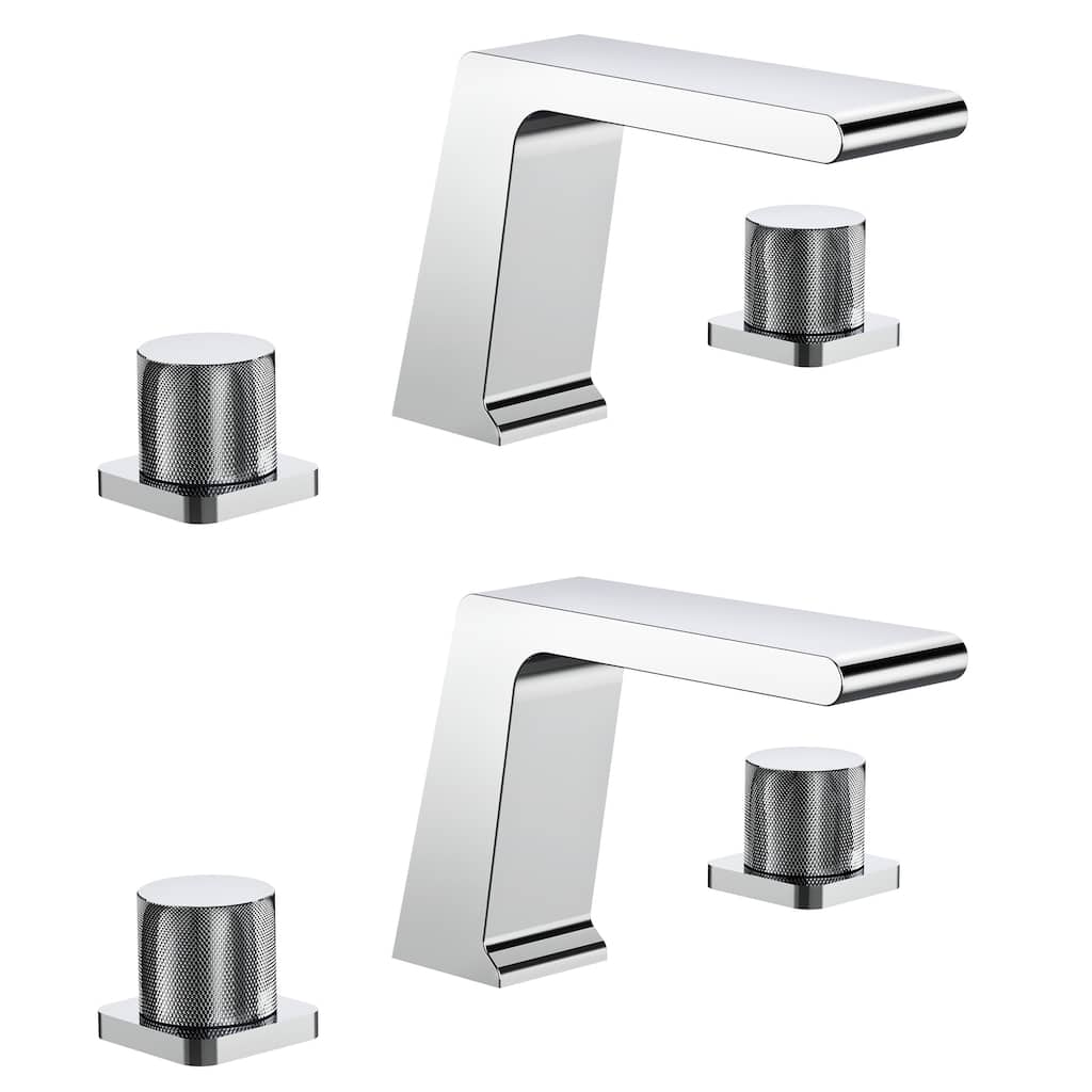 2 Pack, 3 Hole Widespread Bathtub Faucet with High Flow Waterfall Spout