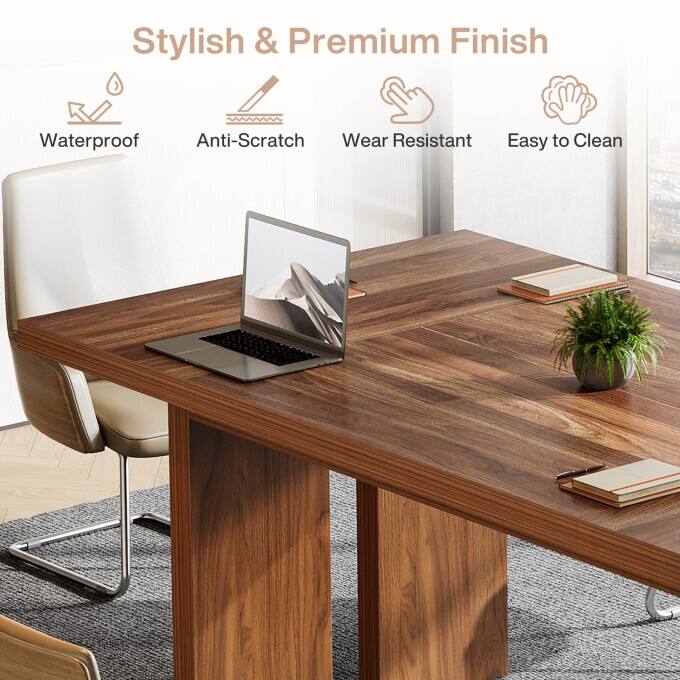 63-Inch Wooden Conference Room Table, Mid-Century Modern Meeting Table - 63-Inch