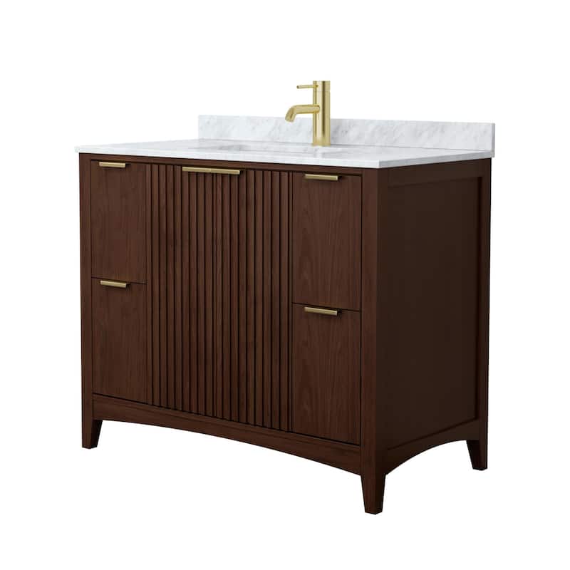 Wyndham Collection WCF9191-42S-CMUNSMXX Palmilla 42" Free Standing - Dark Walnut / Brushed Gold Hardware