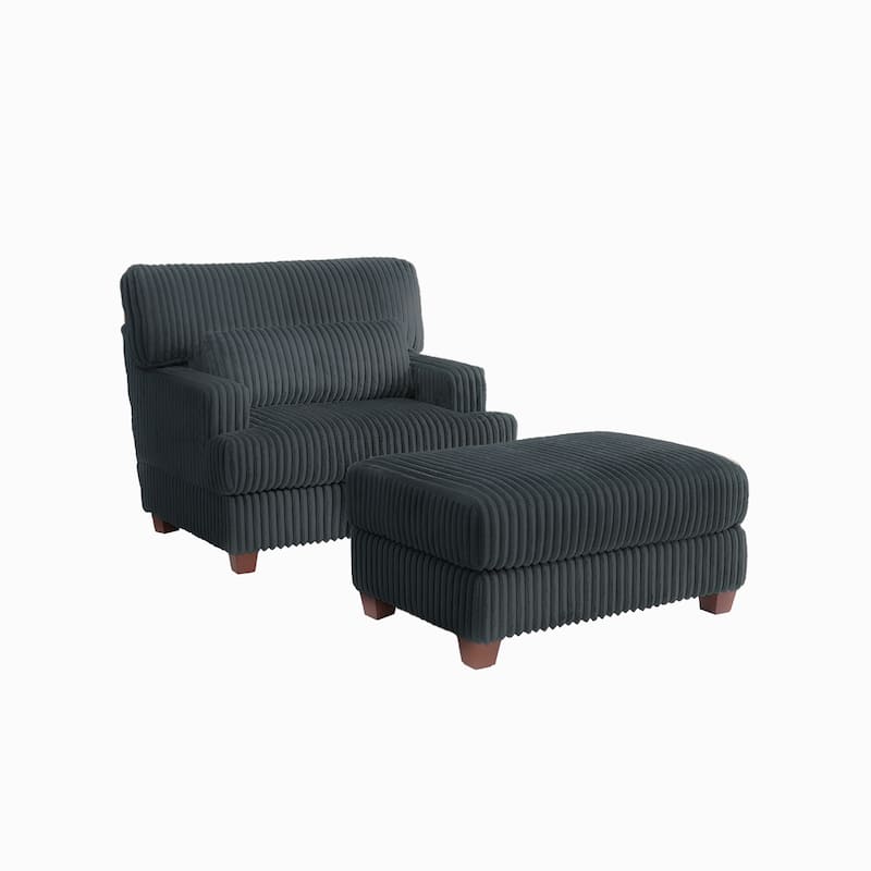 Oversized Chaise Longue Accent Chair with Ottoman
