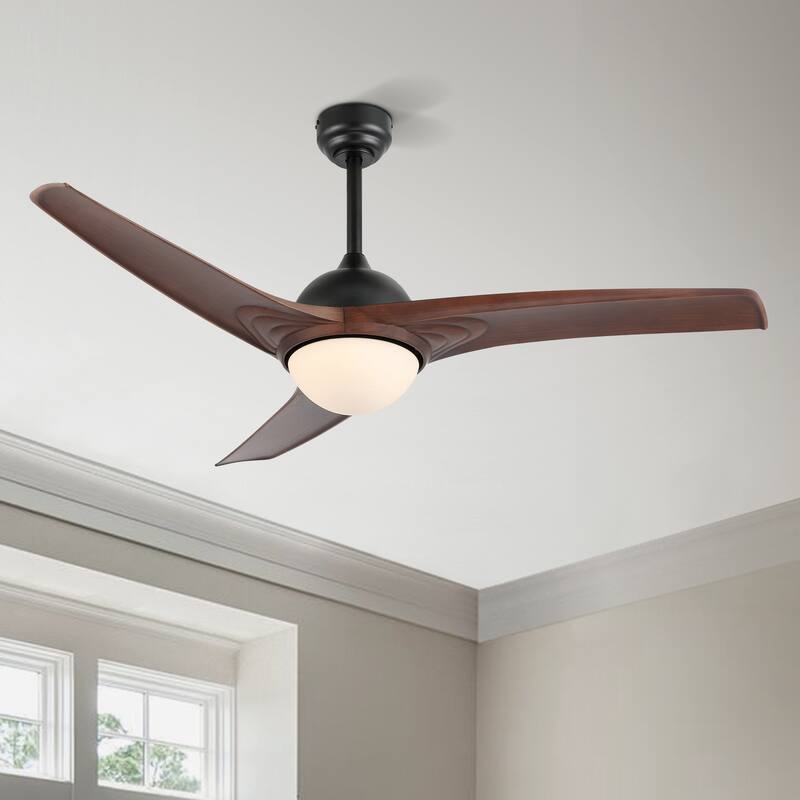 Aviator 52" 1-Light Industrial Iron/Plastic Mobile-App/Remote-Controlled 6-Speed Propeller LED Ceiling Fan, by JONATHAN Y