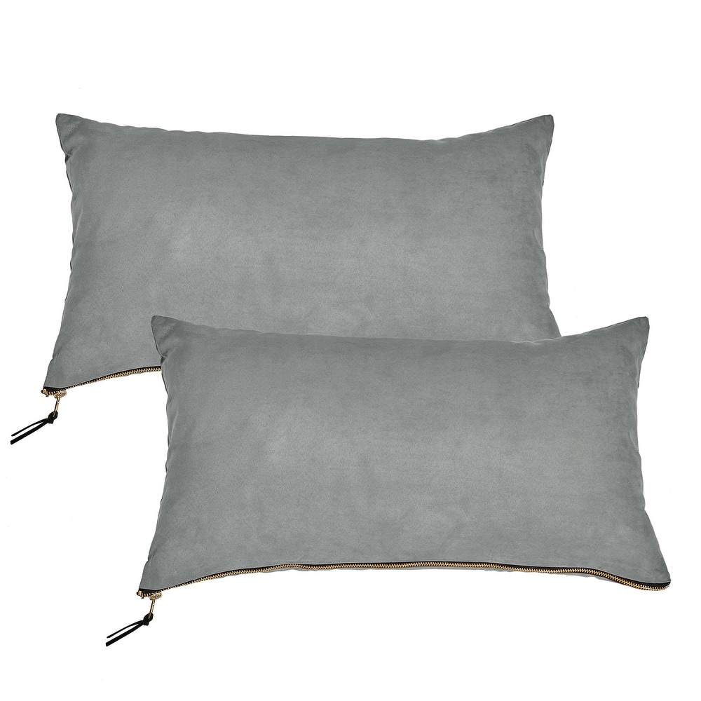 Suede 2 Piece Pillow Shell Set with Big Zipper, NO INSERT