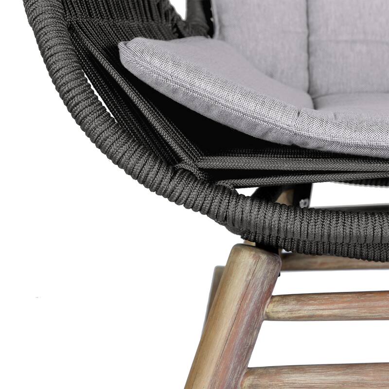 Fanny Solid Eucalyptus Wood & Rope Outdoor Patio Rocking Chair