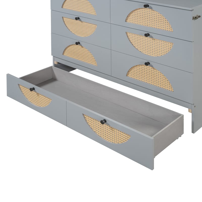 Gray Full Size Modern Style Murphy Bed with Large Drawer,USB Ports and Outlets for Bedroom