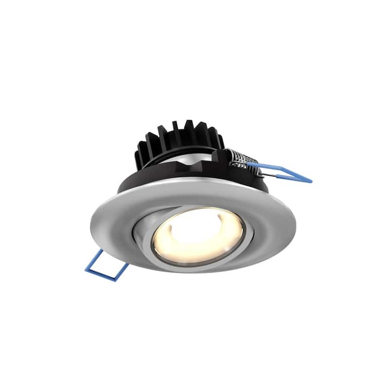 3 Inch Round Recessed LED Gimbal Light in 5CCT - 3.375" - Satin Nickel