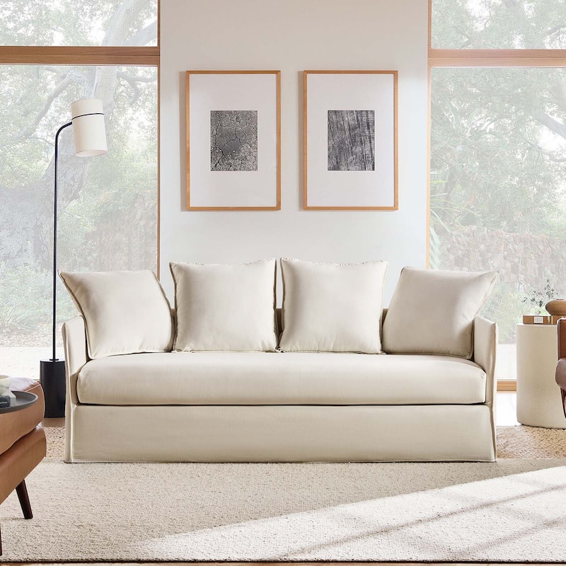 Gottfried 80" Slipcovered Sofa with Removable Cushions by HULALA HOME
