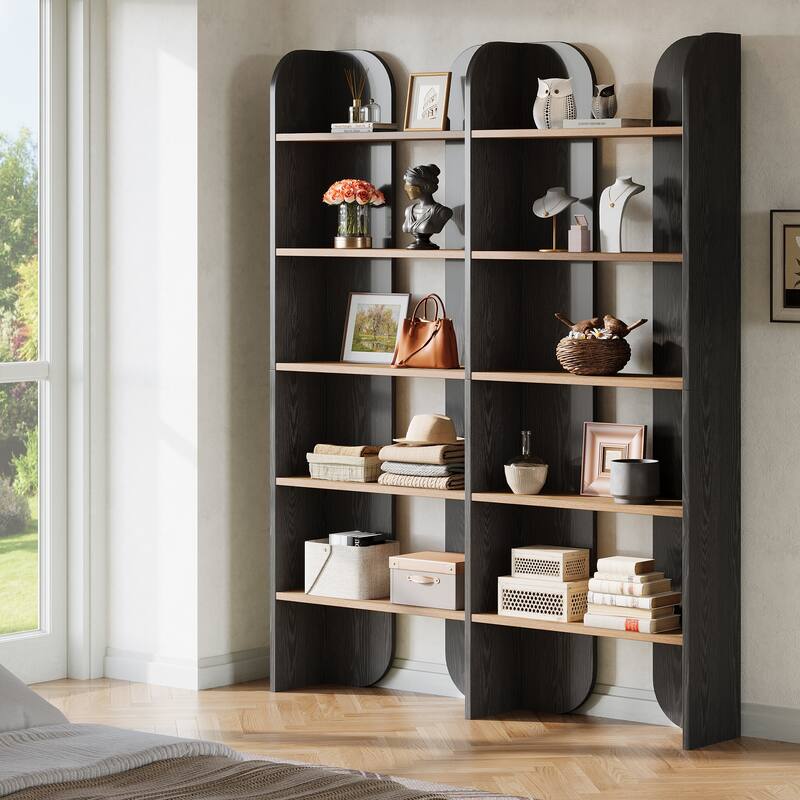 Double Wide Industrial Open Bookcase 5-Tier Storage Display Shelf